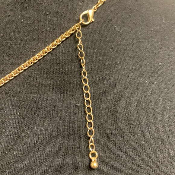 Necklace, Gold chain with light golden center piece with gold tassel, Length 28” - Picture 7 of 7